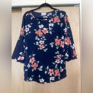 Navy Floral Blouse